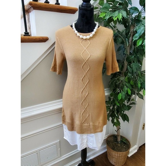 NewYork & Co. Women's Acrylic Round Neck Short Sleeve Knee Length Knit Dress M - Picture 11 of 11